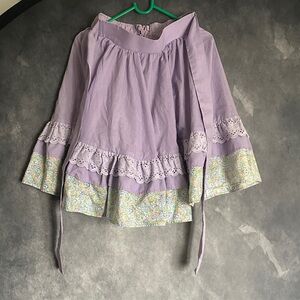 Lavender Boho Ruffle Skirt with Lace Trim
